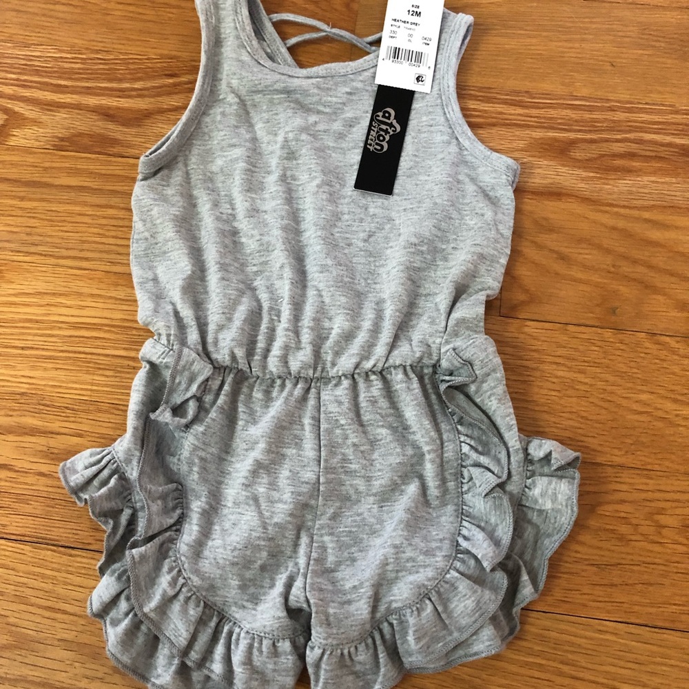 Afton grey short romper with strappy back